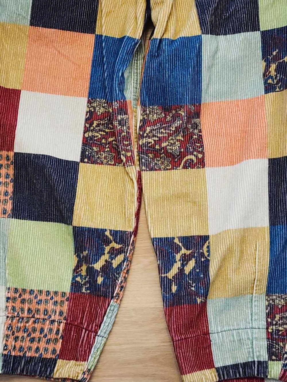 BDG Patchwork Corduroy Elastic Waist Pants Small Hippy Boho Retro Style - Picture 9 of 9